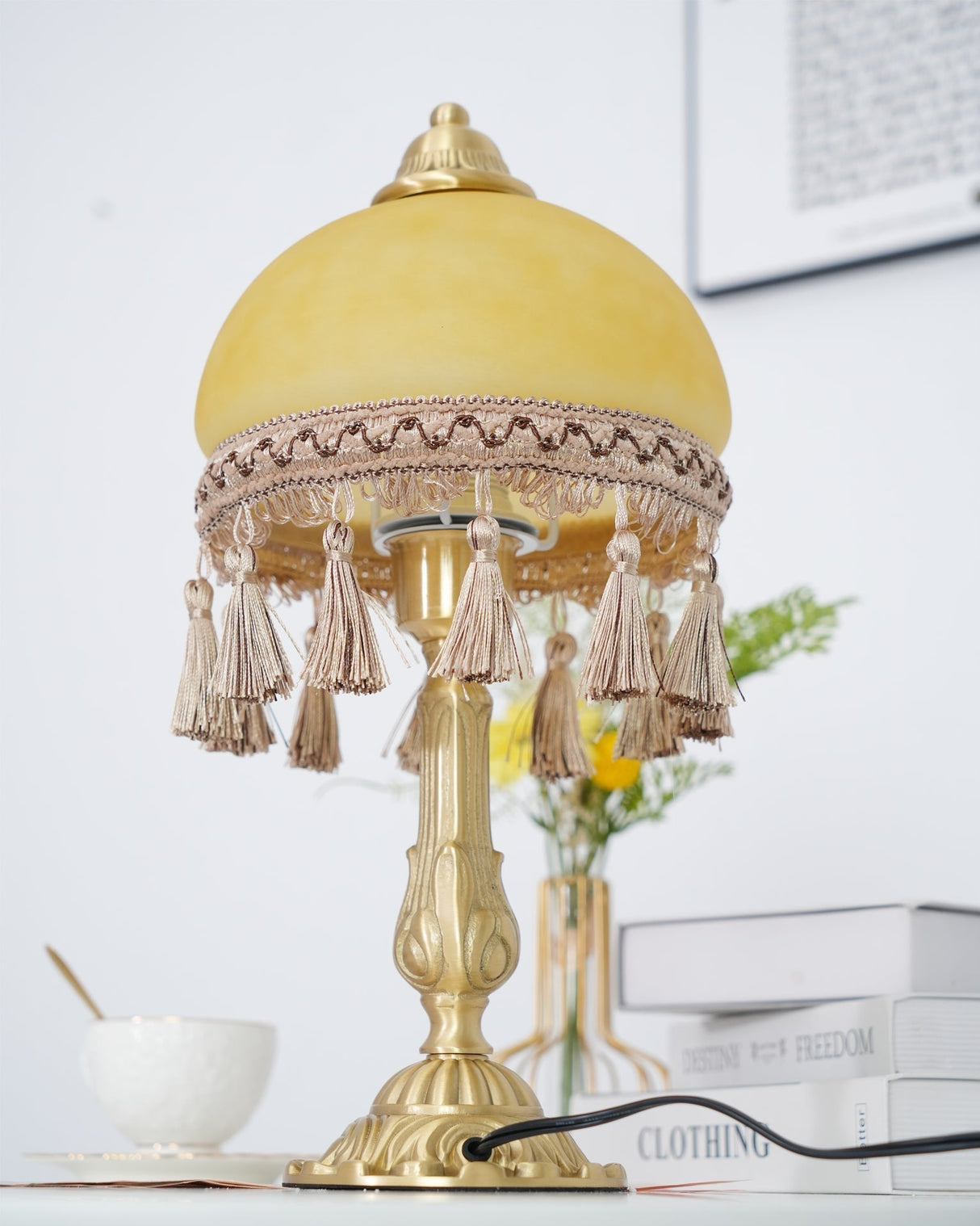 French Table Lamp  Brass Base with Tassel Trim - Product detail 16
