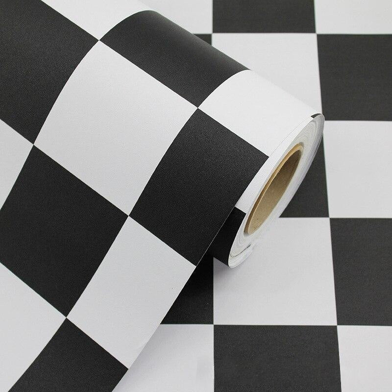 Geometric Mural Wallpaper | Black and White Checkered Pattern