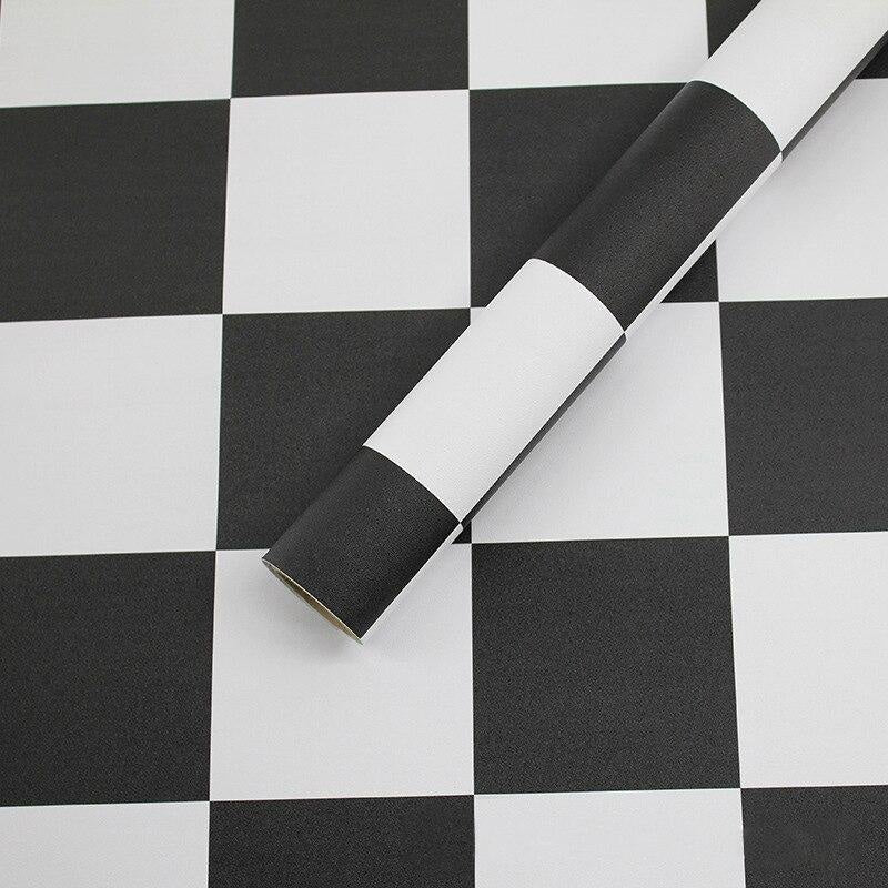 Geometric Mural Wallpaper | Black and White Checkered Pattern