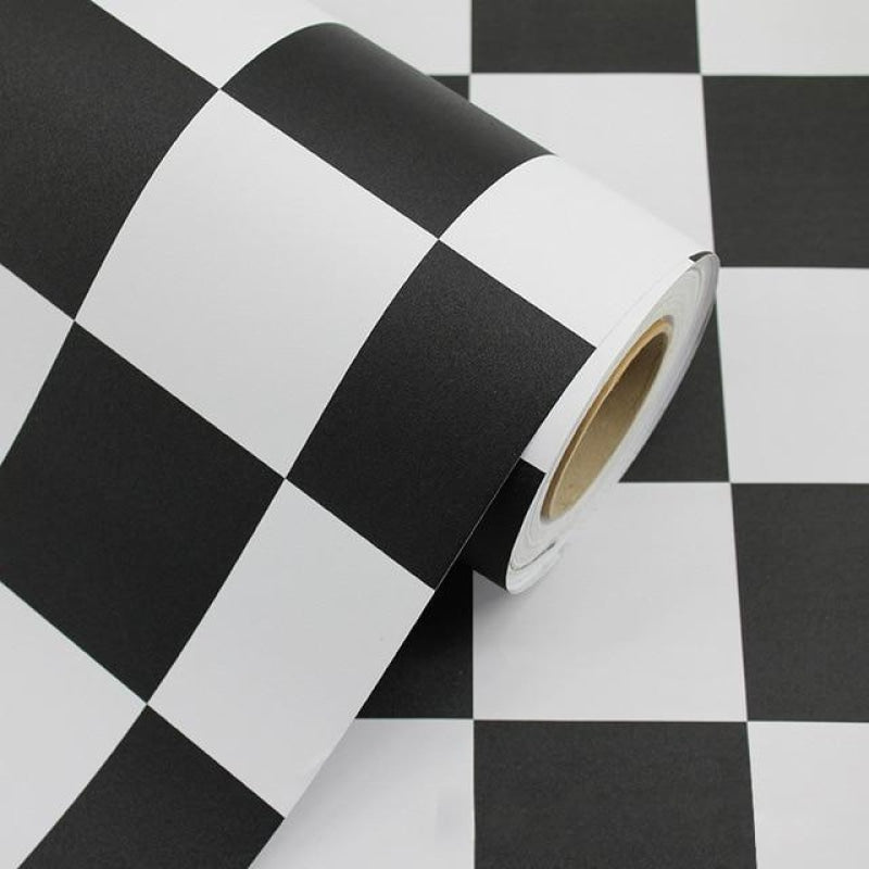 Geometric Mural Wallpaper | Black and White Checkered Pattern