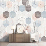 Geometric Mural Wallpaper | Pastel Hexagon Pattern