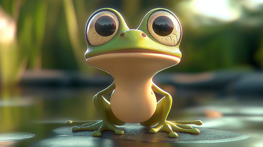3D Cartoon Frog Wallpaper design file showing detailed character artwork and vibrant colors
