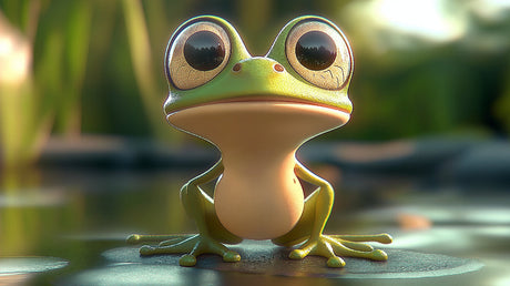 3D Cartoon Frog Wallpaper design file showing detailed character artwork and vibrant colors