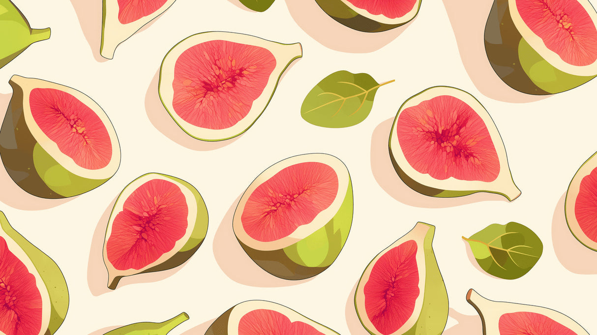 Fresh Fig Pattern Wallpaper design file showing detailed coral-pink figs on cream background