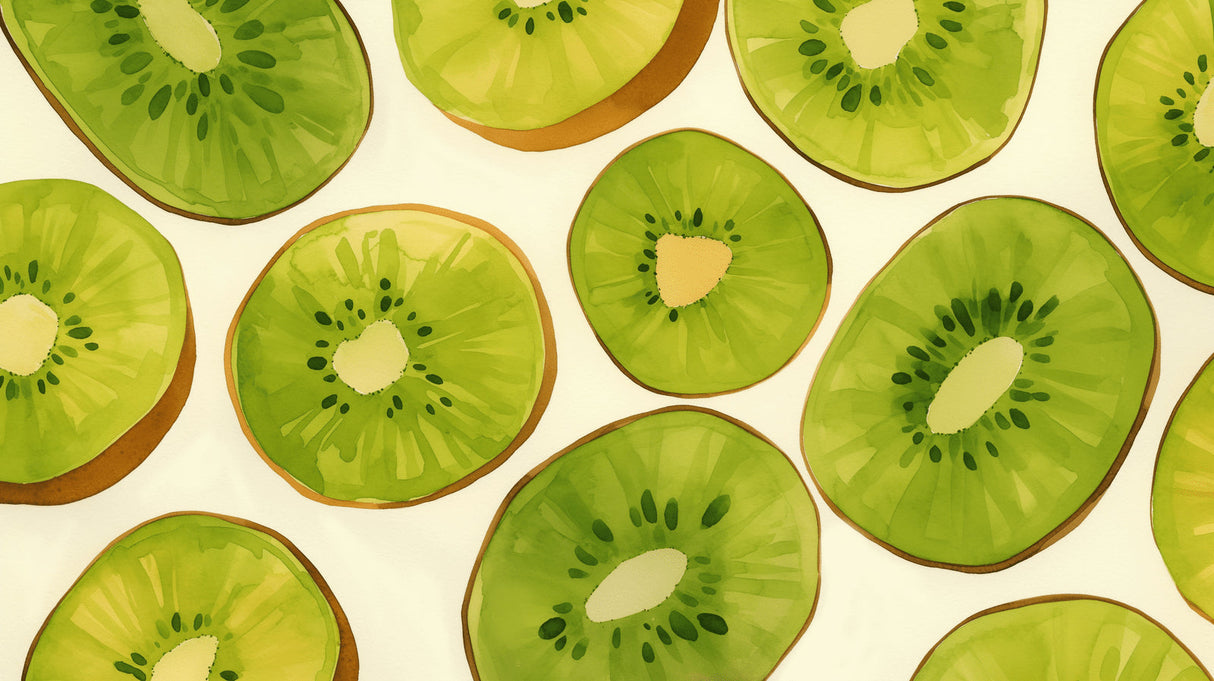 Kiwi Pattern Wallpaper design file showing detailed fruit slice pattern in watercolor style