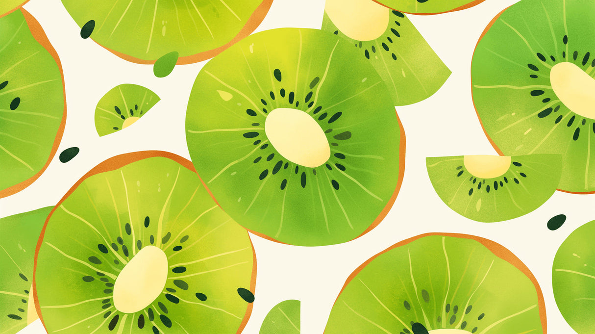 Kiwi Pattern Wallpaper design file showing vibrant green slices on clean white background