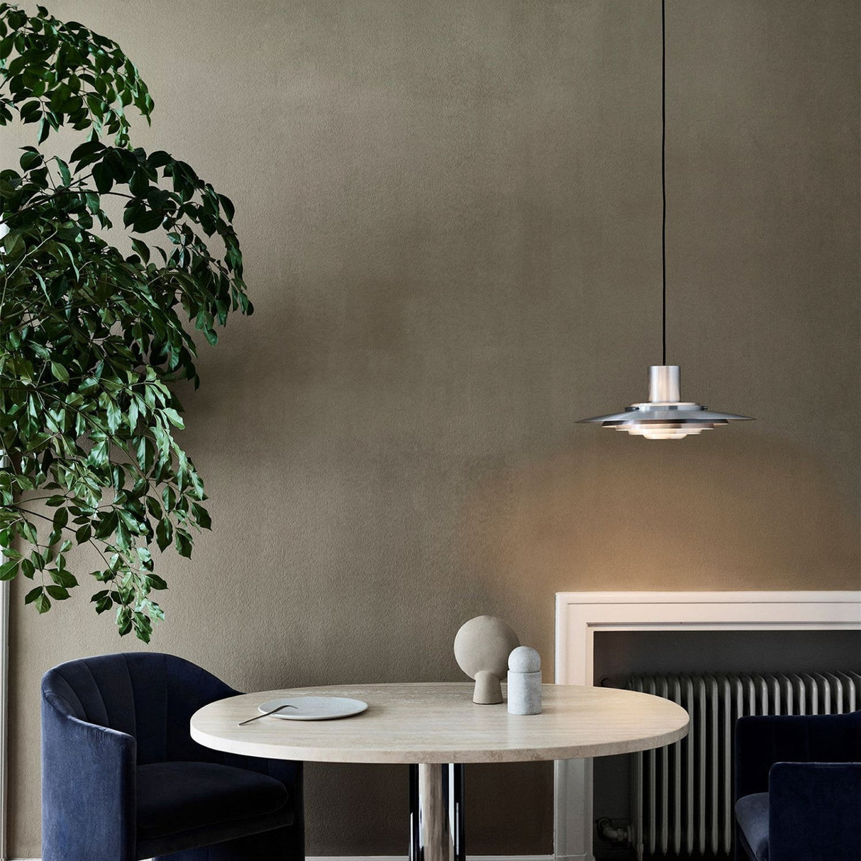 Modern Pendant Light  Tiered Aluminum Disk Design - Detailed view