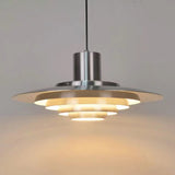 Modern Pendant Light  Tiered Aluminum Disk Design - Product showcase