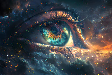 Space Eye design file showing intricate galaxy details and turquoise-gold color scheme