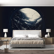 Galaxy constellation wallpaper mural creating a cozy atmosphere in a modern bedroom with soft lighting