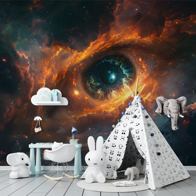 Nebula wall mural in gaming room showcasing vivid colors