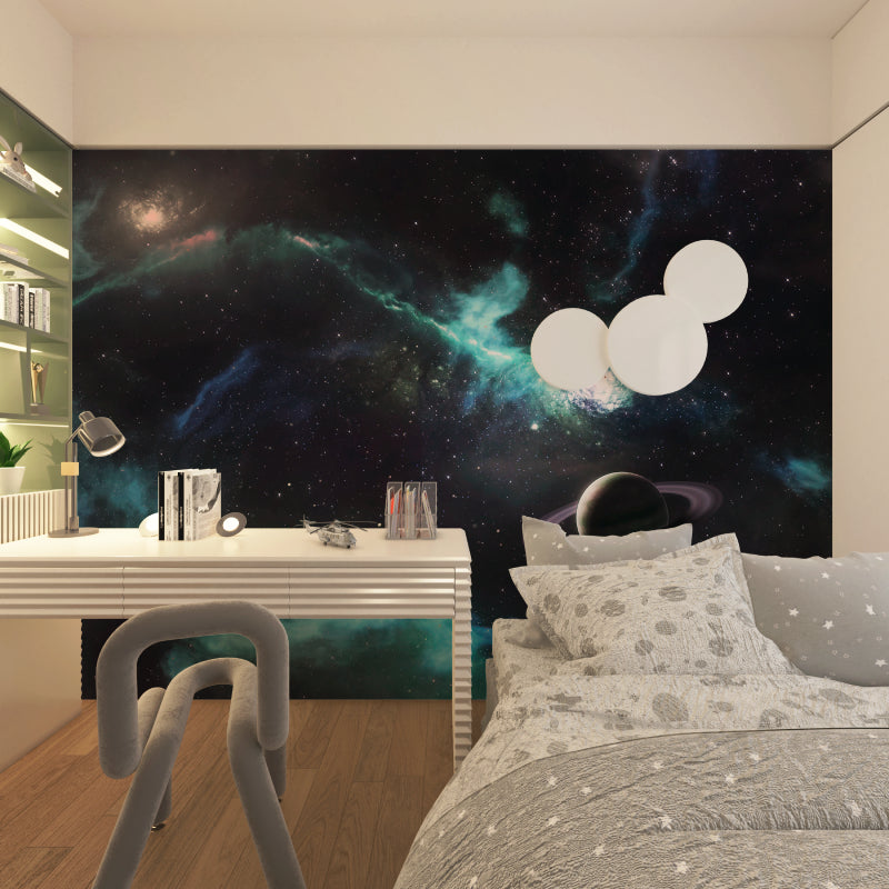 Cosmic wallpaper brings galaxy theme to teen bedroom