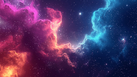 Design file of pink and blue galaxy nebula pattern with stunning cosmic details