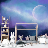 Night Sky Mural bringing celestial charm to teen bedroom setup