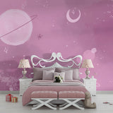 Space Themed Wallpaper making a statement in a cozy reading nook