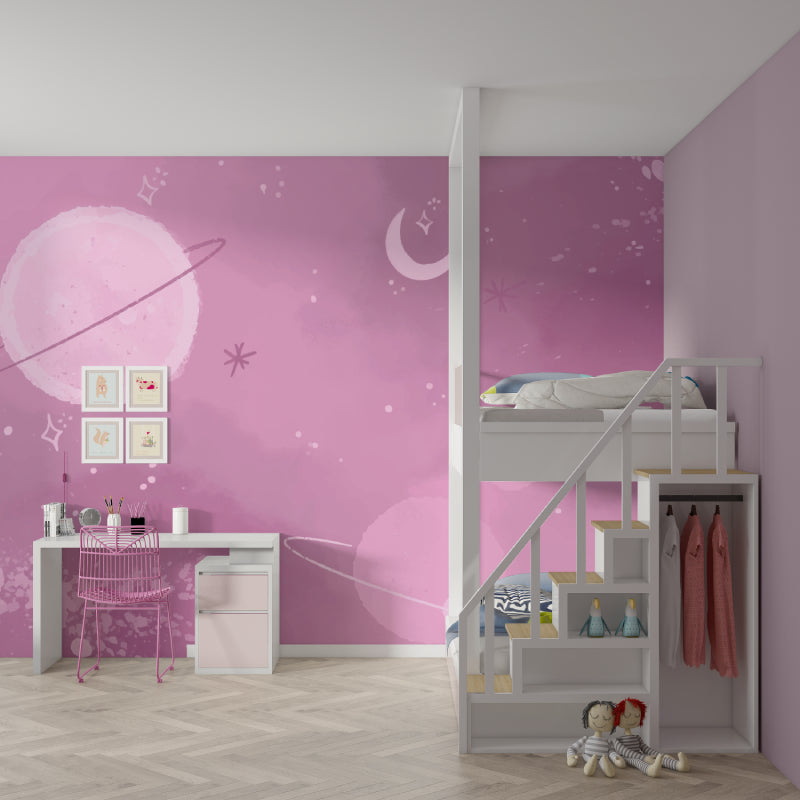 Purple Nebula Mural adding character to a meditation space