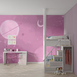 Purple Nebula Mural adding character to a meditation space