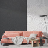 Night sky wallpaper showcased in dining room with evening lighting