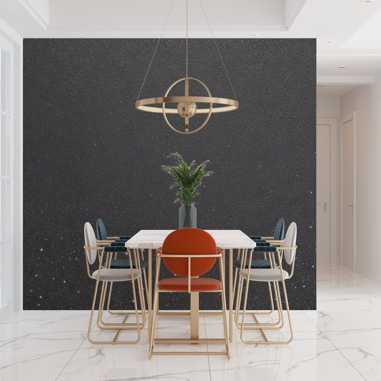 Galaxy wall mural creating stunning feature wall in master bedroom