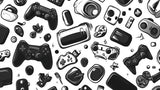 Gaming wallpaper design file showing detailed black and white console pattern