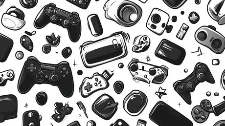 Gaming wallpaper design file showing detailed black and white console pattern