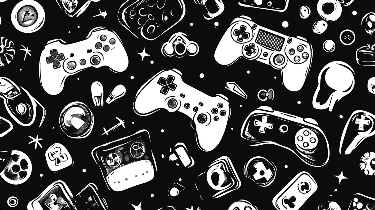 Gaming controller pattern design file showing detailed black and white pattern