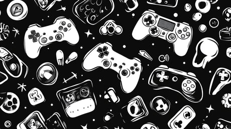 Gaming controller pattern design file showing detailed black and white pattern