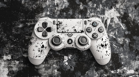 PlayStation controller wallpaper design file showing detailed monochrome pattern