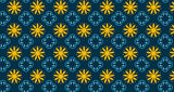 Geometrisk blomster tapet | Marineblå og gull mønsterdesign