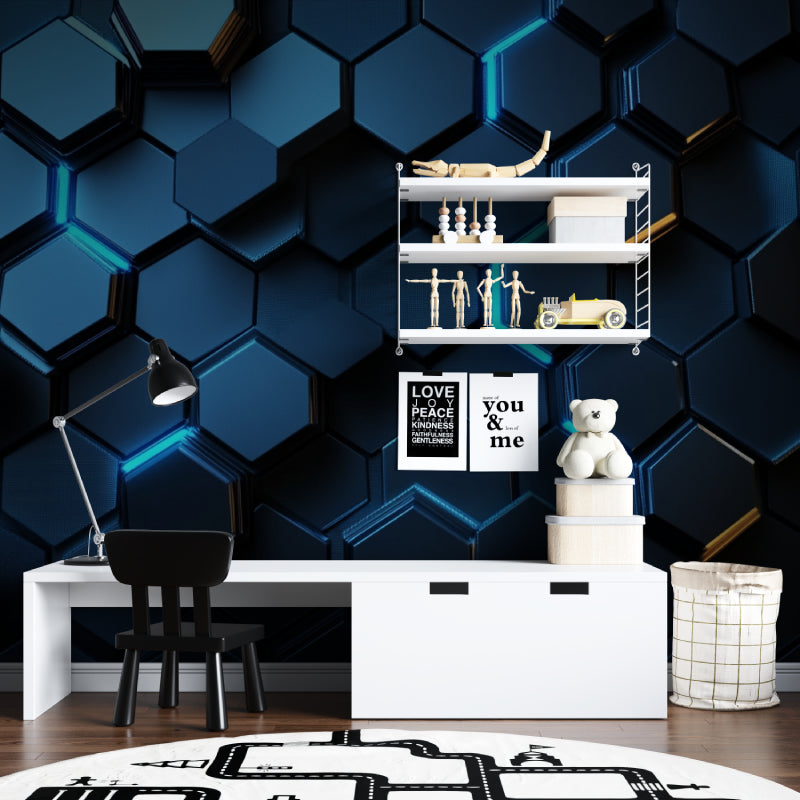 Hexagon Gaming Wallpaper in streamer room with RGB lighting effects