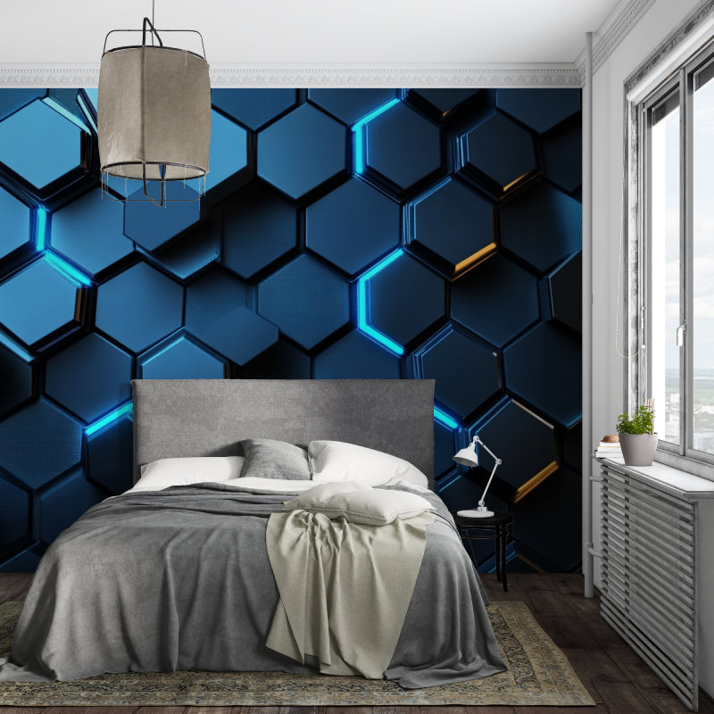 Modern Gaming Wallpaper in contemporary living room with console area