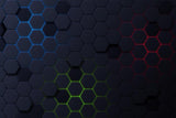 Geometric hexagonal grid wallpaper design file showing RGB glow effect pattern