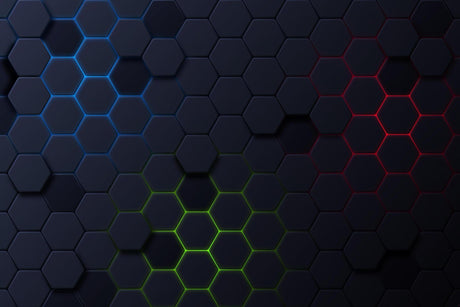 Geometric hexagonal grid wallpaper design file showing RGB glow effect pattern