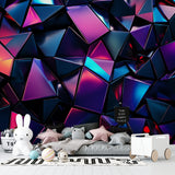 Abstract neon wallpaper making a bold statement in contemporary office space