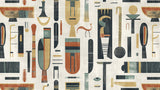 Art Deco geometric pattern design file showing detailed abstract shapes in forest green, terracotta and gold