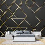 Art Deco geometric pattern wallpaper in hotel lobby showing scale and impact