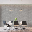 Modern geometric wallpaper in sleek living room showing black and white Art Deco pattern creating depth