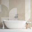 Geometric wall mural design file showing Art Deco circles pattern in soft beige tones with gentle curves and flowing lines