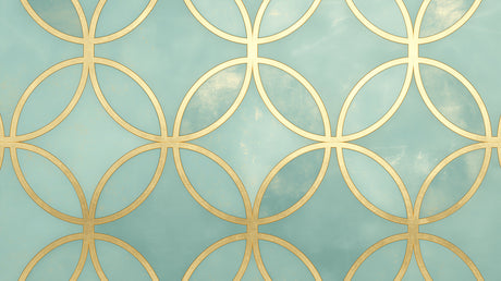 Art deco gold circles wallpaper design file showing intricate geometric pattern on mint green background