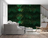 Art deco pattern adding sophistication to hallway with green and gold design