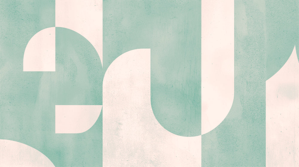 Mint green geometric Art Deco wallpaper design file showing curved pattern details and texture