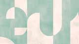 Mint green geometric Art Deco wallpaper design file showing curved pattern details and texture