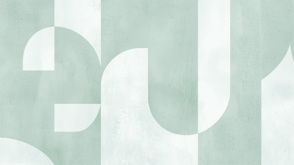 Art Deco geometric wallpaper design file showing sage green circles pattern on white background