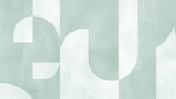 Art Deco geometric wallpaper design file showing sage green circles pattern on white background
