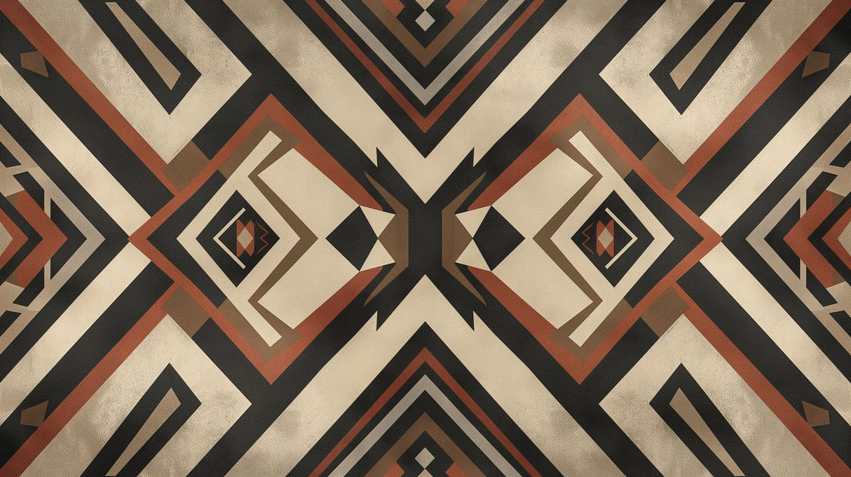 Art deco geometric wallpaper design file showing terracotta and black pattern