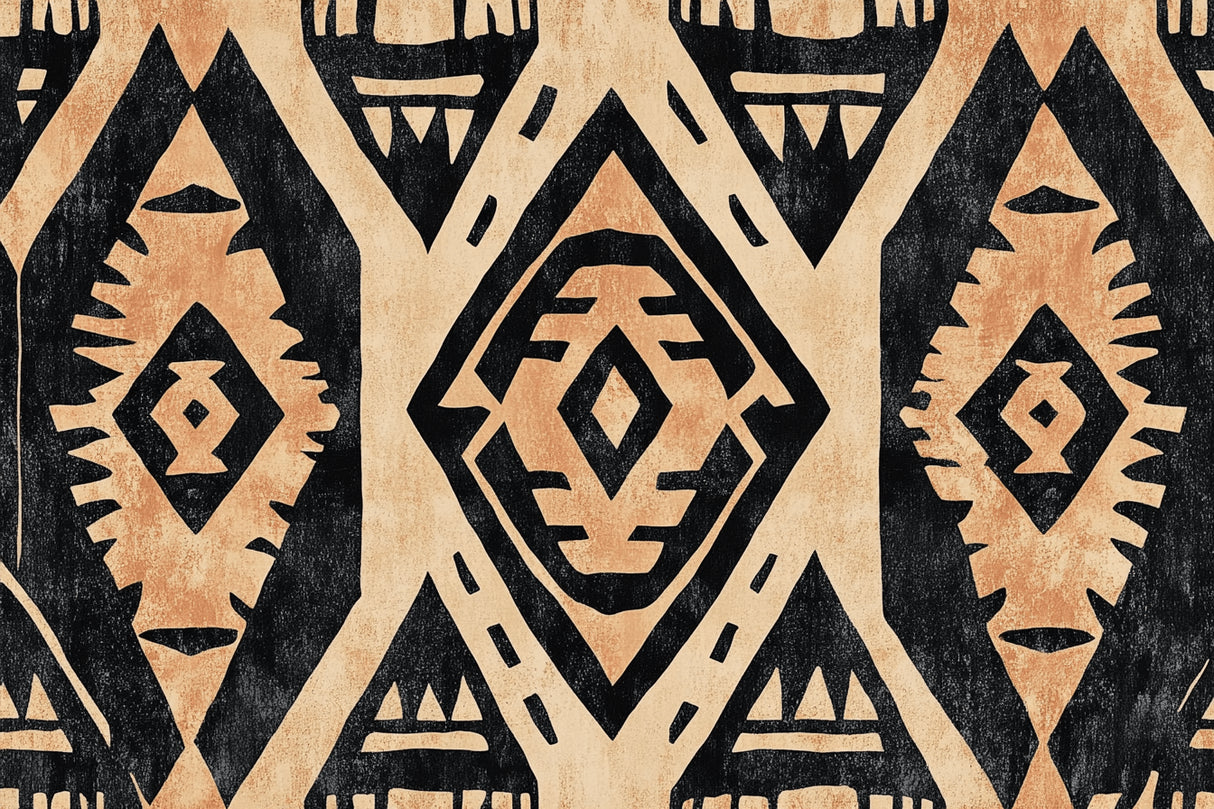 Geometric Aztec pattern design file showing intricate black and terracotta details