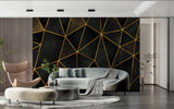 Art deco wallpaper pattern in hallway showcasing gold metallic finish