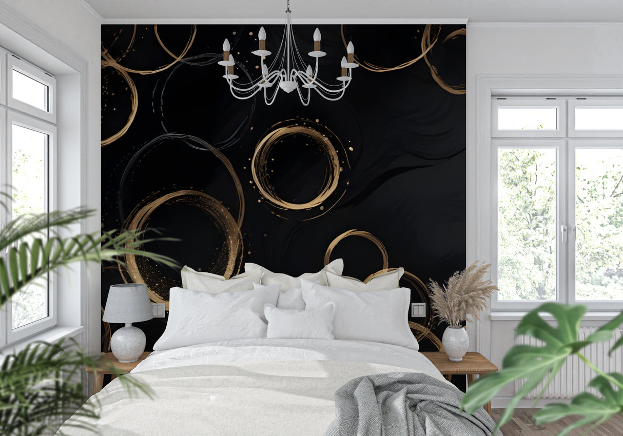 Modern geometric wallpaper bringing elegance to an entrance hallway