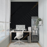 Geometric diagonal pattern wall mural in office space adds professional elegance