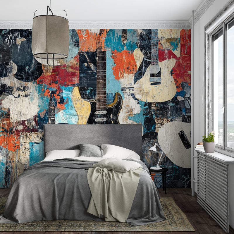 Striking geometric pattern wallpaper featured in an entrance hallway